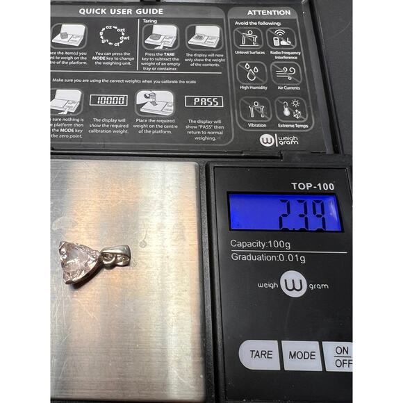 Vintage dead stock Morganite trillium gemstone sterling silver pendant 2.39 gram - Picture 9 of 11